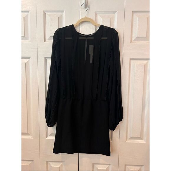 ZARA Black Ruffle Dress NWT Size M - Picture 5 of 11